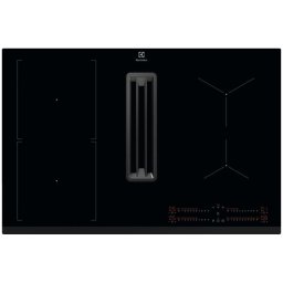 Plita incorporabila Electrolux KCC83443, Inductie, 4 zone de gatit, ComboHob FlexiBridge, Booster, Hota integrata, Putere de absorbtie 630 mc/h, Motor inverter, 78 cm, Negru