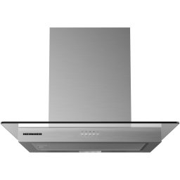 Hota decorativa Heinner HDCH-MD630GIX, 60cm, design "t-shape", 630 m3/h, 3 trepte de viteza, motor: 1 x 215w, lumina led: 2 x 1.5w, 1 filtru aluminiu, butoane tip “push”, diametru tub de evacuare: 150 mm, Inox+sticla
