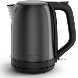 Fierbator Tefal Subito KO5S08E0, 2400W, rezervor apa 1.7L, otel inoxidabil, baza rotativa 360°, filtru detasabil & lavabil, indicator nivel apa, Negru & Gri
