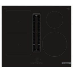 Plita incorporabila Bosch PVS611B16E, Inductie, 4 zone de gatit, Hota incorporata, Putere de absorbtie 622 mc/h, Touch control, CombiZone, QuickStart, 60 cm, Negru