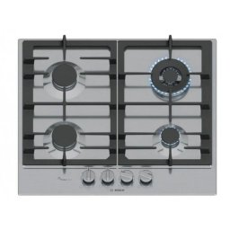 Plita pe Gaz Bosch Serie 6 PCH6A5I90, 582 mm, 4 Arzatoare, FlameSelect, Gratare Fonta, Otel Inoxidabil, Siguranta Gaz, Argintiu