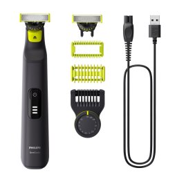 Aparat de ras hibrid, Philips OneBlade Pro, QP6542/15, barbierit, tuns barba si parul corporal, acumulator, 90 minute autonomie, negru