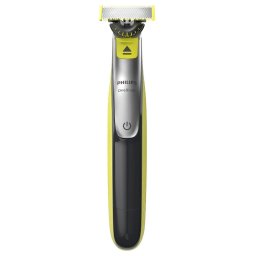 Aparat de ras Philips OneBlade QP2734/23, acumulator, autonomie 60 minute, lame otel inoxidabil, functie Wet & Dry, tehnologie urmarire contur, lama 360, verde/gri