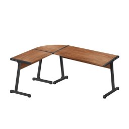 Birou Gaming Mark Adler Leader 5.5 WN, Coltar, Picioare reglabile, dimensiuni 147 × 112 cm, inaltime 74 cm, Negru/Maro