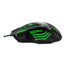 Mouse Optic Gaming, Esperanza Wolf EGM201G, pentru dreptaci, USB-A, 2400 DPI, Negru/Verde