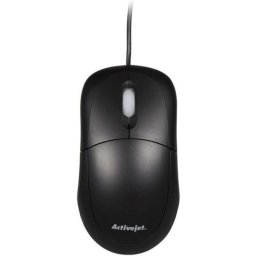Mouse optic Activejet AMY-146, USB, cu fir, 1000 DPI, 3 butoane, Negru
