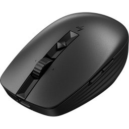 Mouse wireless silentios HP 710, reincarcabil ultra-rapid, silentios, design ergonomic ambidextru, 6 butoane programabile, 3000 DPI, autonomie max. 3 luni, 50% plastic reciclat post-consum, negru