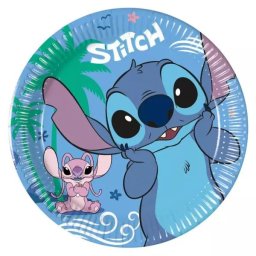 Stitch: Farfurii de hârtie - 20 cm, set de 8 bucăți.