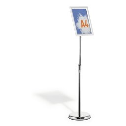 Stand cu panou informativ Durable, A4, rama click, argintiu, inaltime ajustabila 77-125 cm