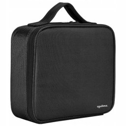 Geanta pentru cosmetice/accesorii baie, Soulima, poliester, PVC, EVA, neagra, 26x9x22.5 cm