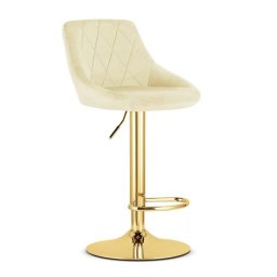Scaun de bucatarie/bar, Artool, Kast, rotativ, catifea bej, picior metal auriu, 45.5x49x85-105 cm