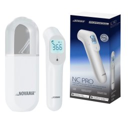 Termometru non-contact Novama NC Pro, pentru masurarea temperaturii corpului si a suprafetelor, memorie pentru 12 masuratori, 2 senzori separati, alarma febra, ecran iluminat, mod silentios, etui