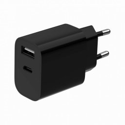 Incarcator priza 1 x USB-A + 1 x USB type C 2.4A Negru, Gembird TA-UC-2AC12-01-BK