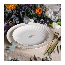 Set veselă 27 piese, porțelan, alb/auriu