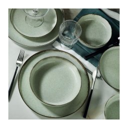 Set veselă 24 piese, verde, din porțelan