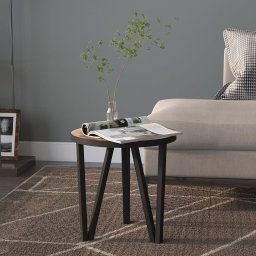 Masa de ceai, negru si galben, Ø35 cm, MDF GartenMobel Dekor
