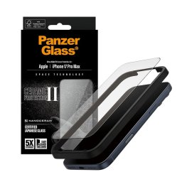 Folie PanzerGlass Ultra-Wide Fit Ceramic II pentru iPhone 17 Pro Max, EasyAligner, negru