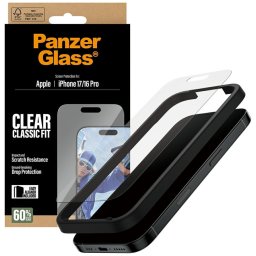 Folie PanzerGlass Classic Fit pentru iPhone 17 / 16 Pro, EasyAligner, clear