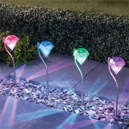 Lampa Solara estetica exterioara de gradina RGB LED tip "lampadar
