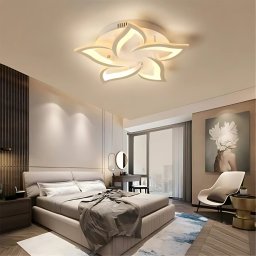 Lustra LED cu telecomanda LOTUS 74W, 5 Petale, lumina Rece/Calda/Neutra, Dimabila, Alb