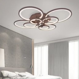 Lustra LED cu telecomanda BETTY, 200W, 8 Cercuri, lumina Rece/Calda/Neutra, Dimabila, Maro