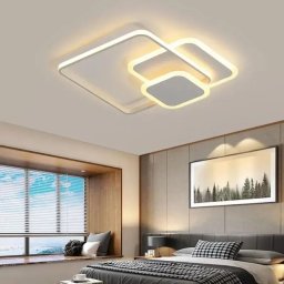 Lustra LED cu telecomanda SANDRA, 75W, 3 Patrate, lumina Rece/Calda/Neutra, Dimabila, Alb