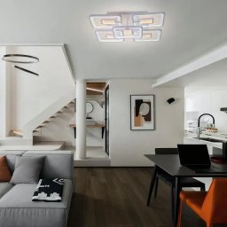 Lustra LED cu telecomanda FELIX, 107W, 5 Patrate, lumina Rece/Calda/Neutra, Dimabila, Alb
