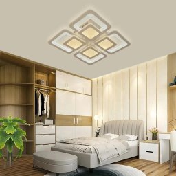 Lustra LED cu telecomanda SUSAN, 77W, 4 Patrate, lumina Rece/Calda/Neutra, Dimabila, Alb