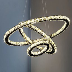 Lustra LED suspendata cu telecomanda si cristal PRISM LUMINIS , 78W, 3 Cercuri, lumina Rece/Calda/Neutra