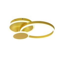 Lustra LED cu Telecomanda LYRA, 102W, 2 Cercuri, Dimabila, Auriu Periat, Lumina Rece/Calda/Neutra