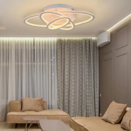 Lustra LED cu telecomanda GENTIANA, 75W, 3 Elipse, lumina Rece/Calda/Neutra, Dimabila, Alb