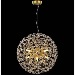 Candelabru Cristal MINUET 8x G9, Diametru 40cm, Auriu Lucios, Inaltime Reglabila