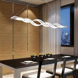 Lustra LED suspendata cu telecomanda WAVE, 105W, Lumina Rece/Calda/Neutra, Dimabila, Alb, Inaltime Reglabila