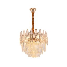 Candelabru Cristal ALHAMBRA Petito 3x E14, Diametru 30cm, Auriu Lucios, Inaltime Reglabila