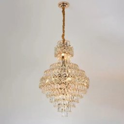Candelabru Cristal WINDSOR Grande Supremo 13xE27, Diametru 60X90cm, Auriu Lucios, Inaltime Reglabila