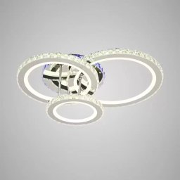 Lustra LED cu telecomanda si cristal NOVA ROTONDA RGB, 103W, 3 Cercuri, Rece/Calda/Neutra, Dimabila, Crom Lucios