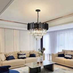 Candelabru Cristal BLOIS Eleganza 8xE27, Diametru 49cm, Negru, Inaltime Reglabila