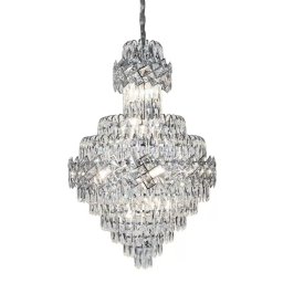 Candelabru Cristal WINDSOR Grande Supremo 10xE14, Diametru 60X90cm, Crom Lucios, Inaltime Reglabila