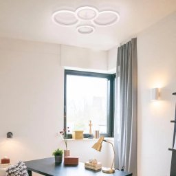 Lustra LED cu telecomanda BETTY, 44W, 4 Cercuri, lumina Rece/Calda/Neutra, Dimabila, Alb