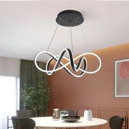 Lustra LED suspendata cu telecomanda INFINITY HALO, 138W, lumina Rece/Calda/Neutra, Dimabila, Negru, Reglabila