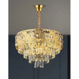 Candelabru Cristal NEUSCHWANSTEIN Eleganza 7xE14, Diametru 49cm, Auriu, Inaltime Reglabila