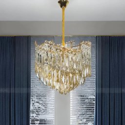 Candelabru Cristal TOPKAPI Petito 3xE27, Diametru 30cm, Auriu Lucios, Inaltime Reglabila