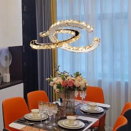 Lustra LED, telecomanda si cristal PRISM ANTEA, 40W, 2 Cercuri, lumina Rece/Calda/Neutra, Dimabila, Argintiu, Reglabila