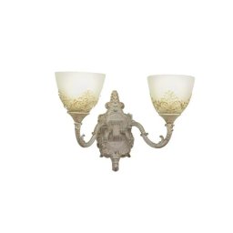 Aplica Rustic COTTAGE, 2 E27, Alb, Metal si Sticla