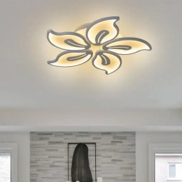 Lustra LED cu telecomanda JASMINE 73W, 5 Petale, lumina Rece/Calda/Neutra, Dimabila, Alb