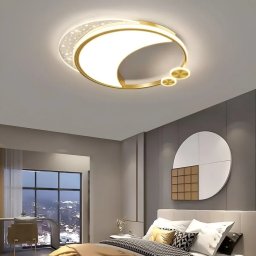 Lustra LED Marco cu Telecomanda, 51W, Dimabila, Auriu, Metal, Acril si Sticla, 3000K/4000K/6000K