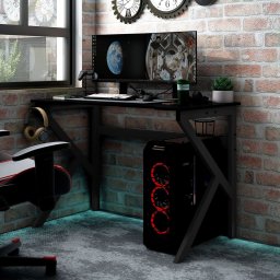 Gossi birou de gaming cu picioare forma k, negru, 110x60x75 cm