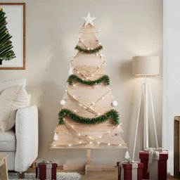 Gossi brad de craciun din lemn decorativ, 150 cm, lemn de pin masiv
