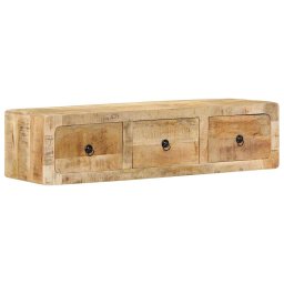 Gossi dulap tv montat pe perete 100x32x25 cm lemn masiv mango brut