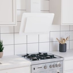 Gossi hota de perete alb 60 cm otel inoxidabil si sticla securizata